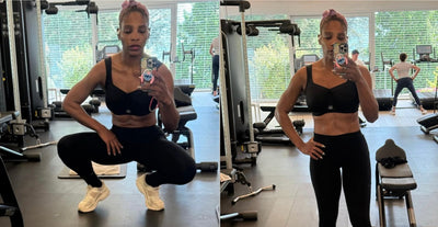 Serena Williams wearing black maaree solidarity sports bra selfie