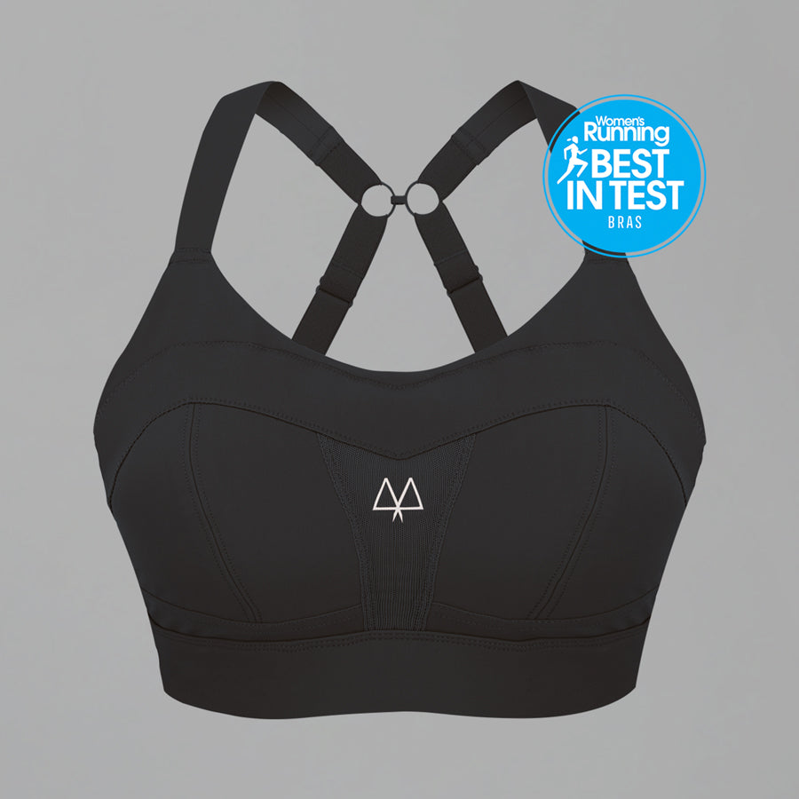 Maaree Black Solidarity high impact sports bra for netball