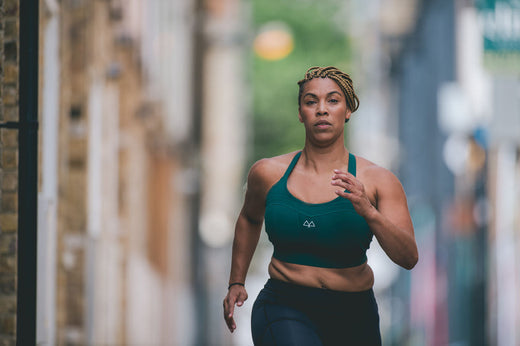 Marathon running maaree solidarity sports bra forest green